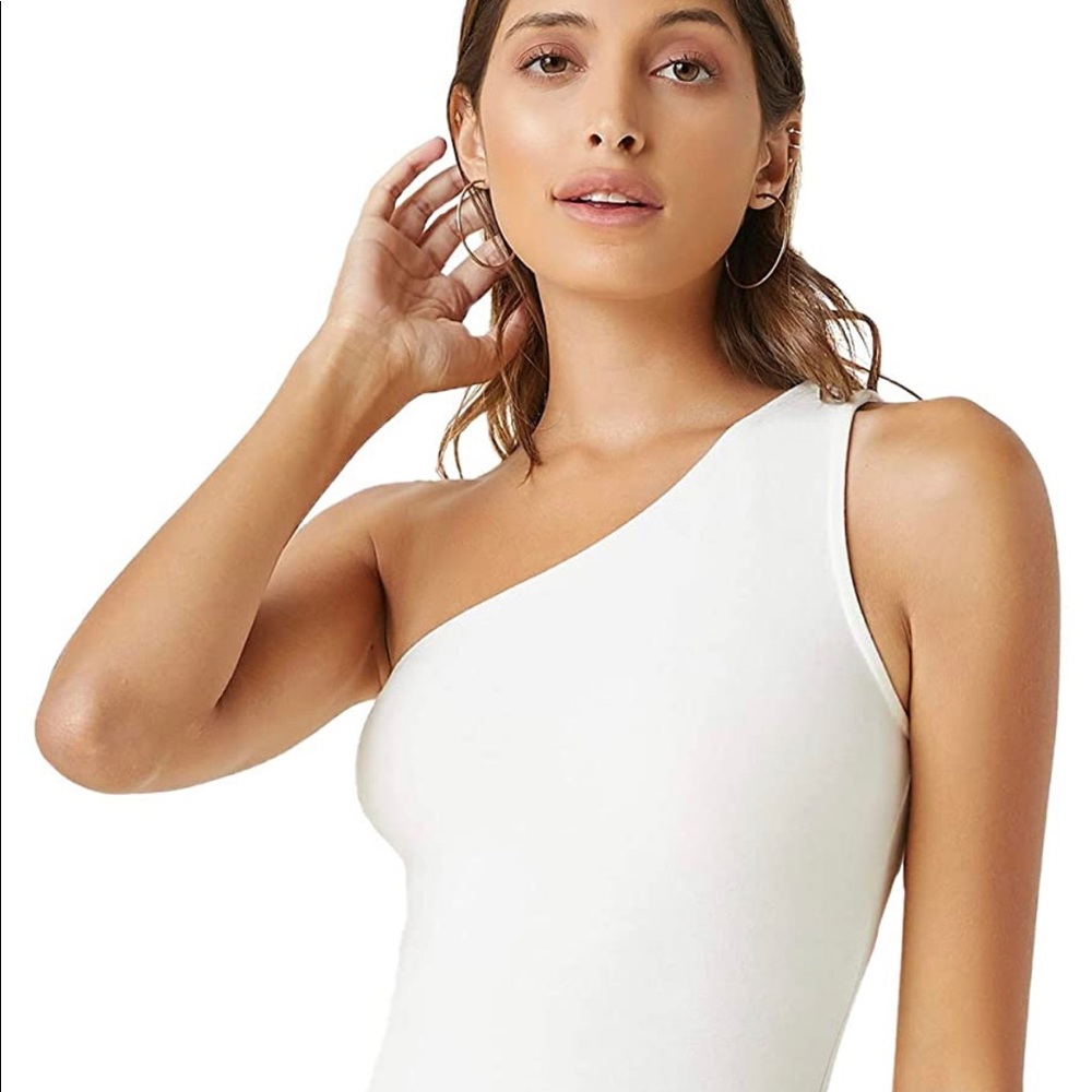 One Shoulder Bodysuit - White